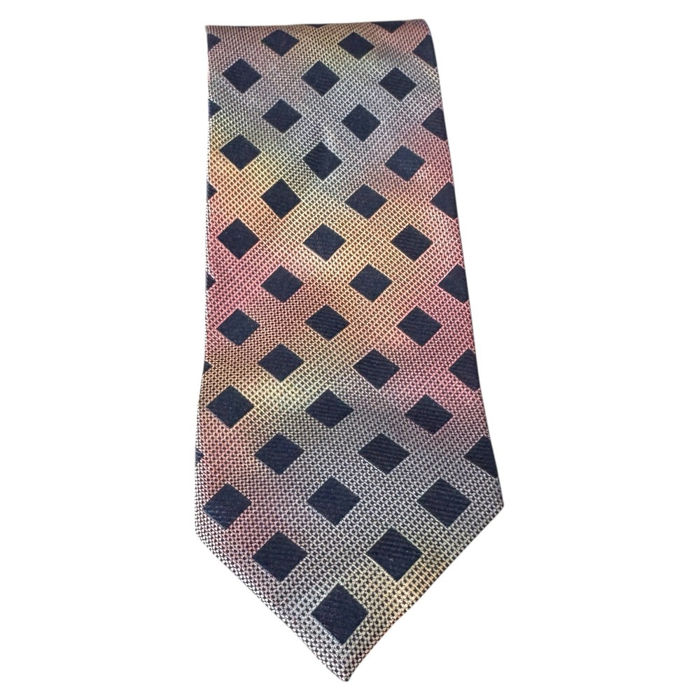 Vintage Gianni Versace Tie Silk Diamond Iridescent Geometric Pattern Necktie